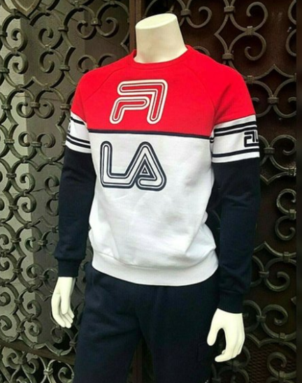 Men's Fila Red | White | Navy Crewneck Sweatsuit NWT