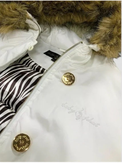 Women's Baby Phat Vintage White | Gold Hooded Faux Fur Jacket NWT