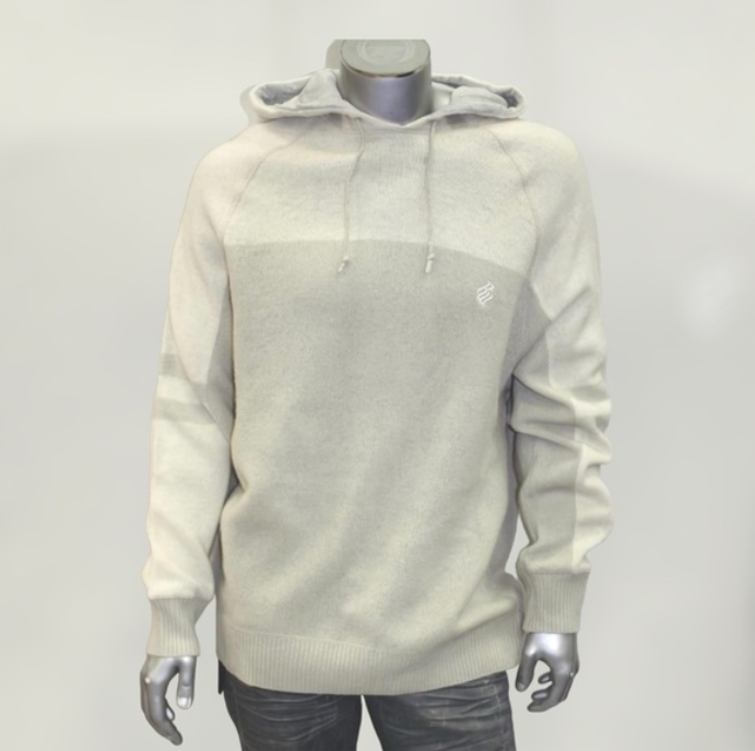 Men's Rocawear Ivory | Khaki Hooded Sweater 100% Lamb's Wool NWT