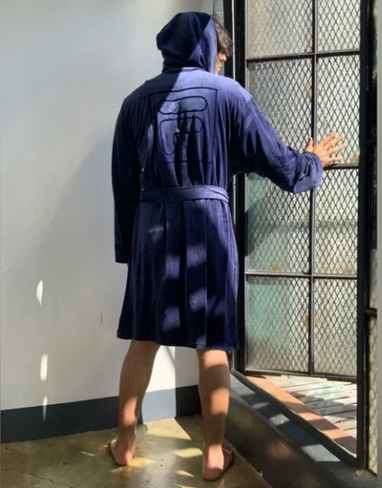 Men’s Fila Navy Blue Velour Bath Robe