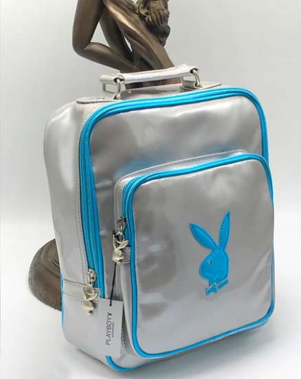 Women’s Playboy Grey | Sky Blue Patent Backpack NWT