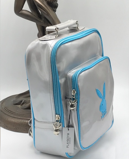 Women’s Playboy Grey | Sky Blue Patent Backpack NWT