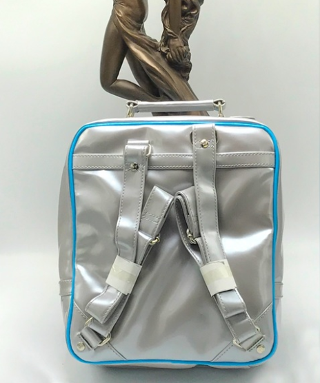 Women’s Playboy Grey | Sky Blue Patent Backpack NWT