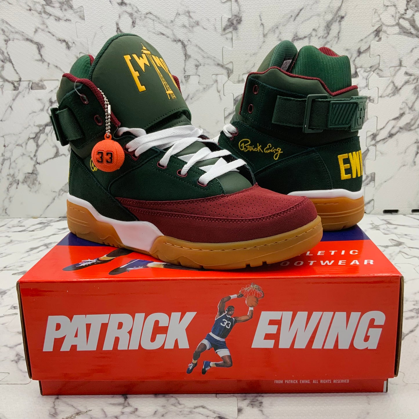 Men’s PATRICK EWING ATHLETICS 33 HI Green | Burgundy | Gum SEATTLE Sneakers NWT