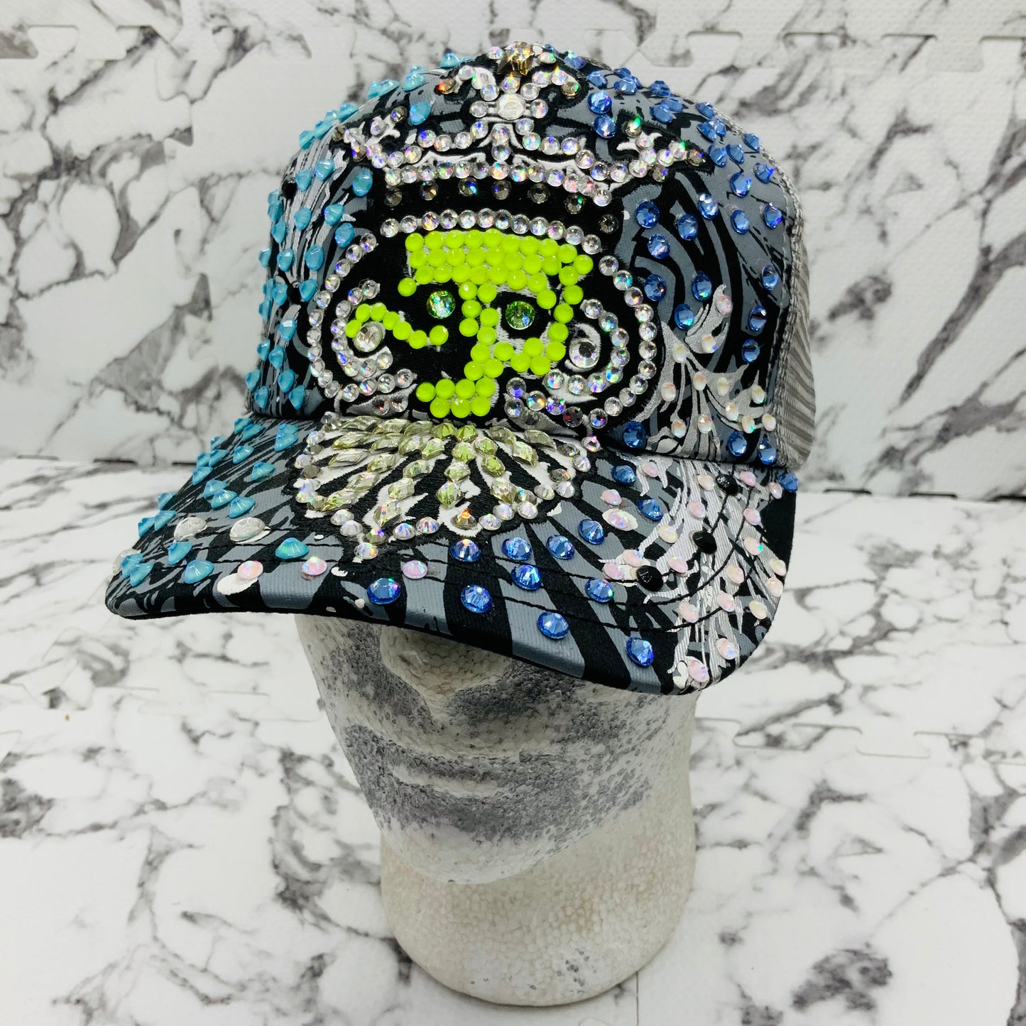 Rebel Spirit Lion King Grey | White | Black | Sky Blue | Lime Green Rhinestone Trucker Hat NWT