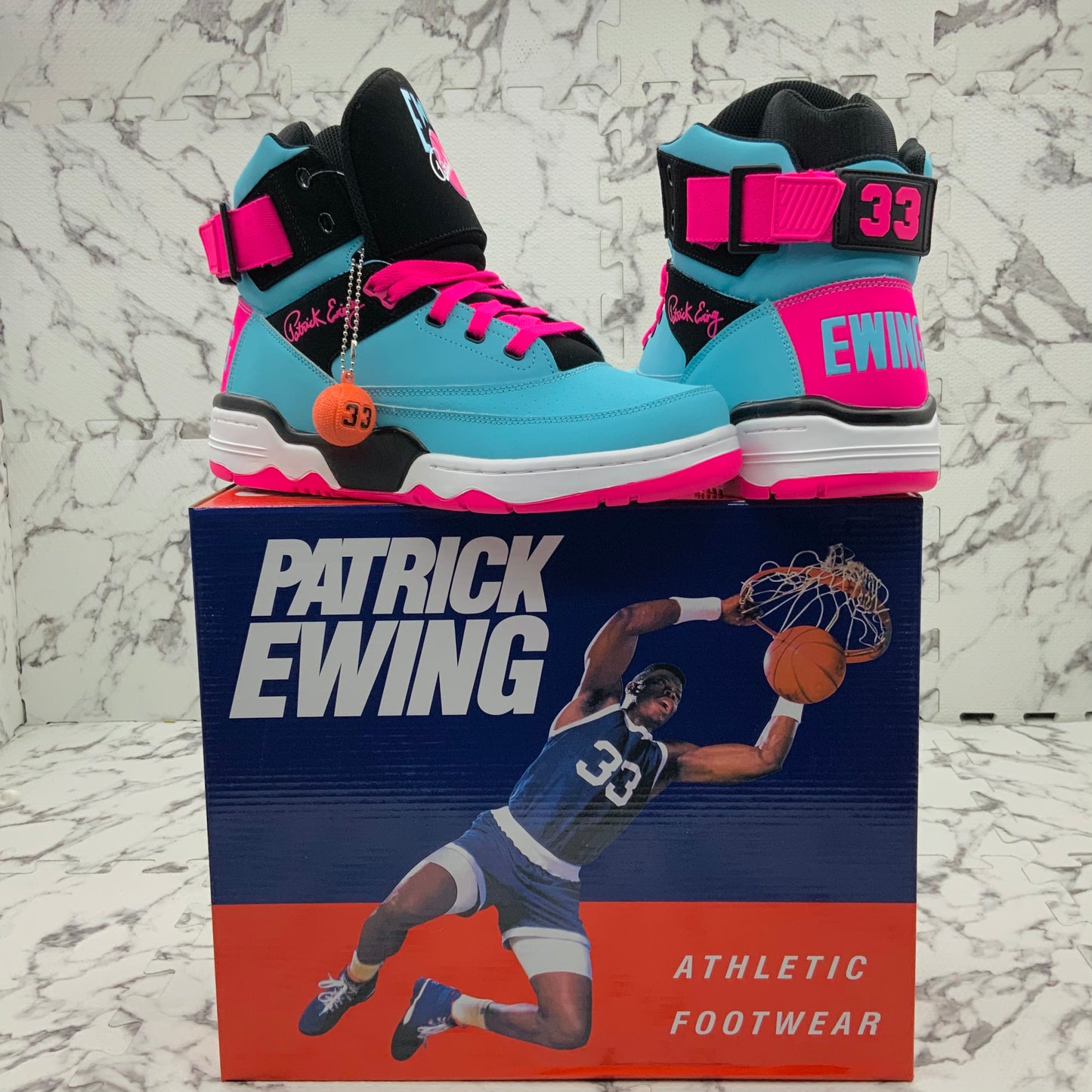 Men’s PATRICK EWING ATHLETICS 33 HI Bluefish | Black | Pink MIAMI Sneakers NWT