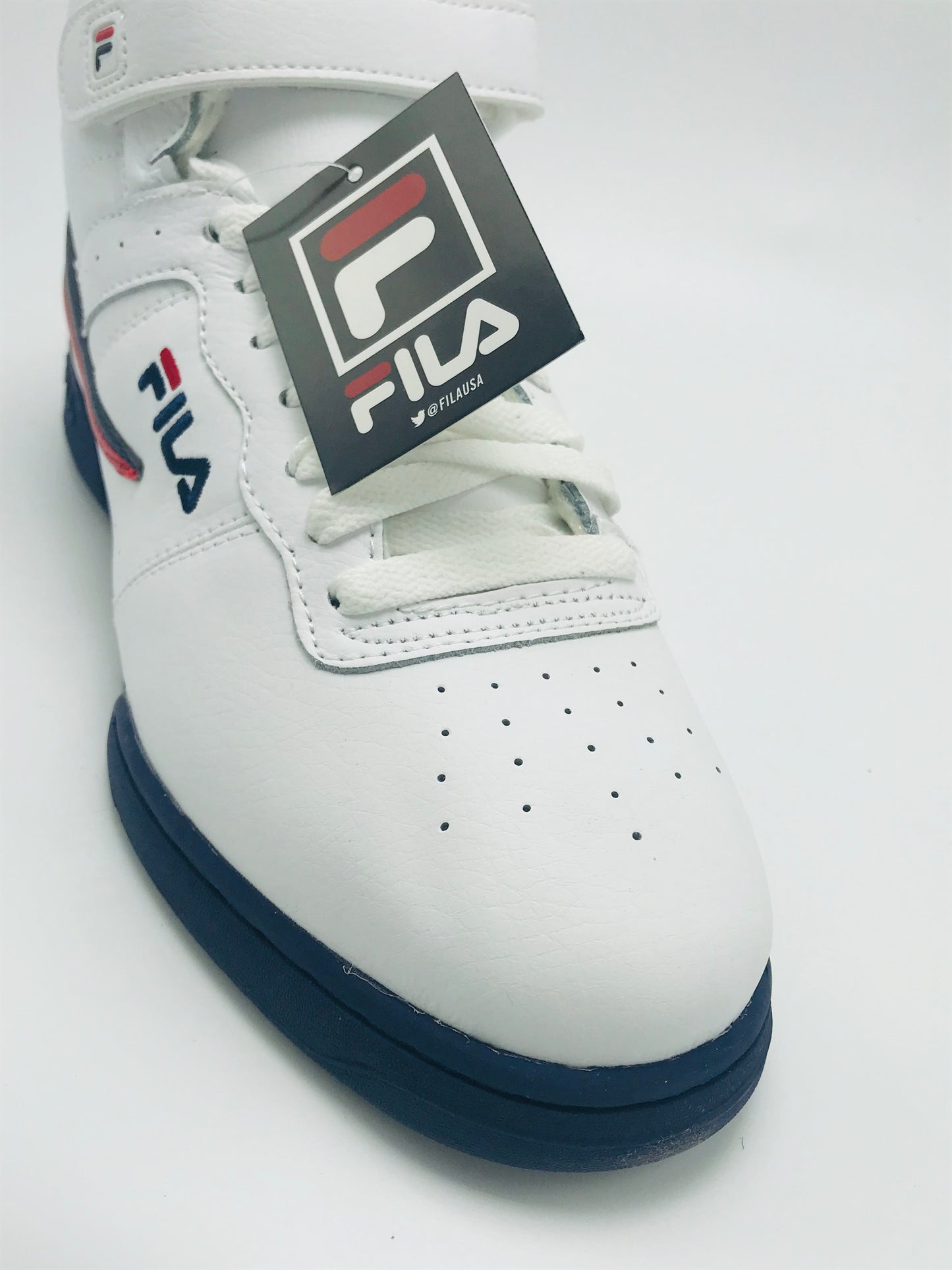 Men's Fila F-13V Lea/Syn White | Navy | Red High Top Sneakers NWT