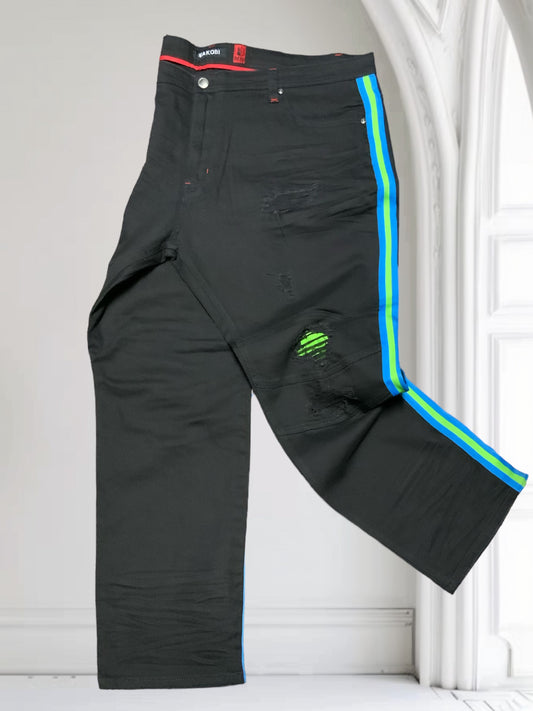 Men's Makobi Big & Tall Black | Green | Turquoise Denim Pants NWT