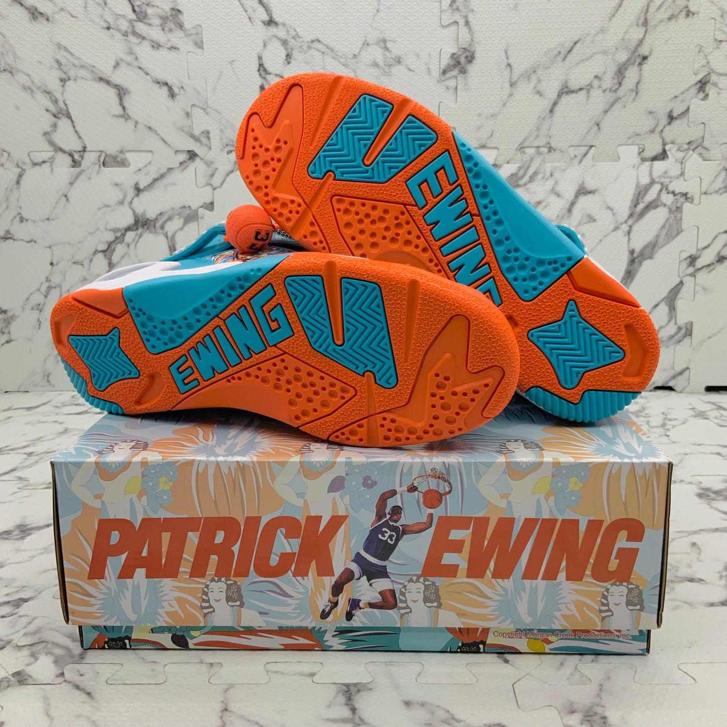 Men’s Patrick Ewing ROGUE x ACE VENTURA 33 HI x MACHE Teal | Orange | White Sneakers NWT