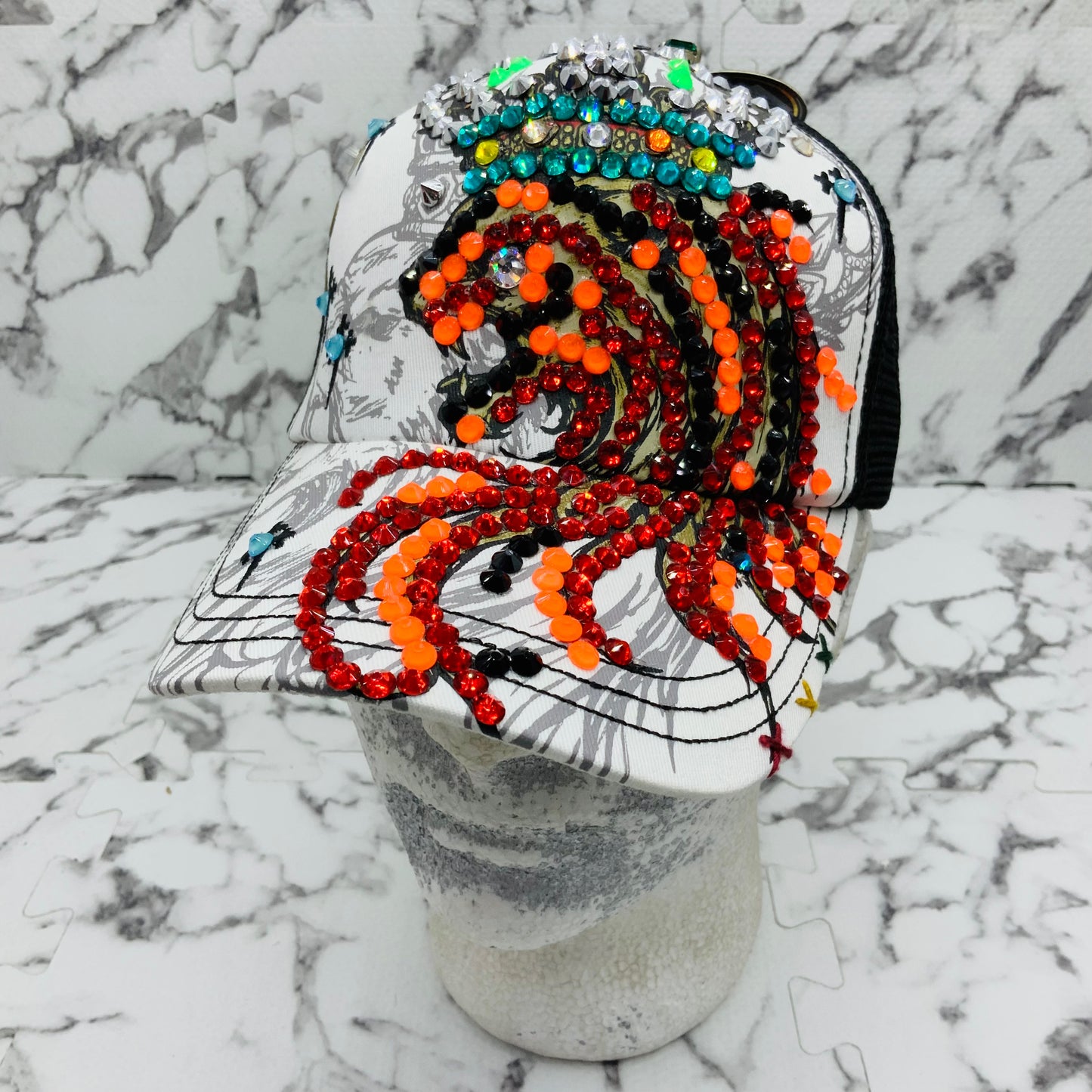 Rebel Spirit Lion King White | Black | Aqua | Orange | Red Rhinestone Trucker Hat NWT