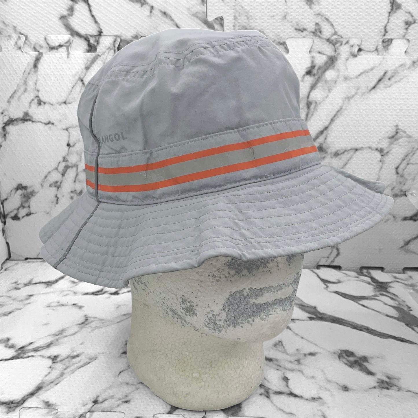 Men's Kangol Grey | Orange Urban Utility Bucket Hat NWT (Slightly cracks on the stripes)