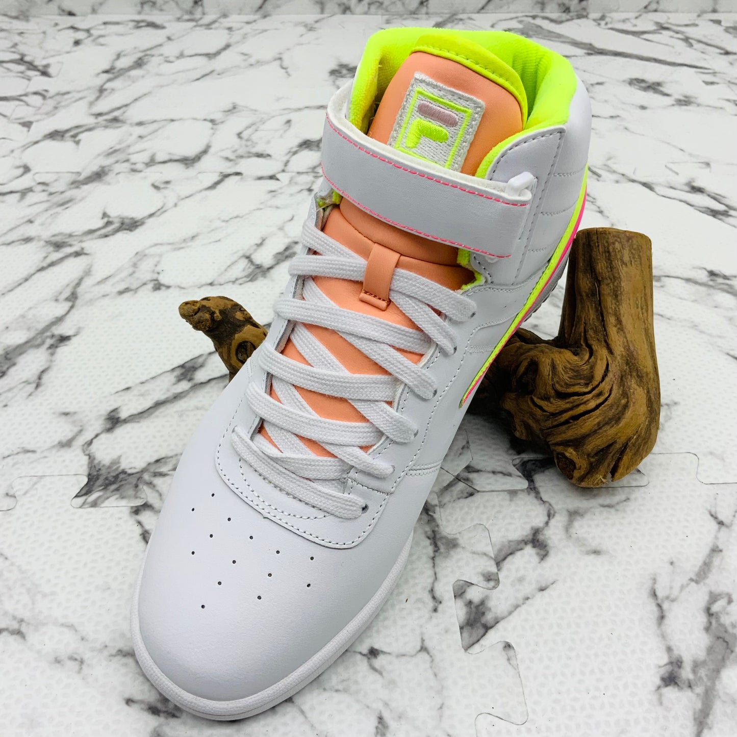 Women's Fila F-13 White | Lime Green | Hot Pink Sneakers NWT