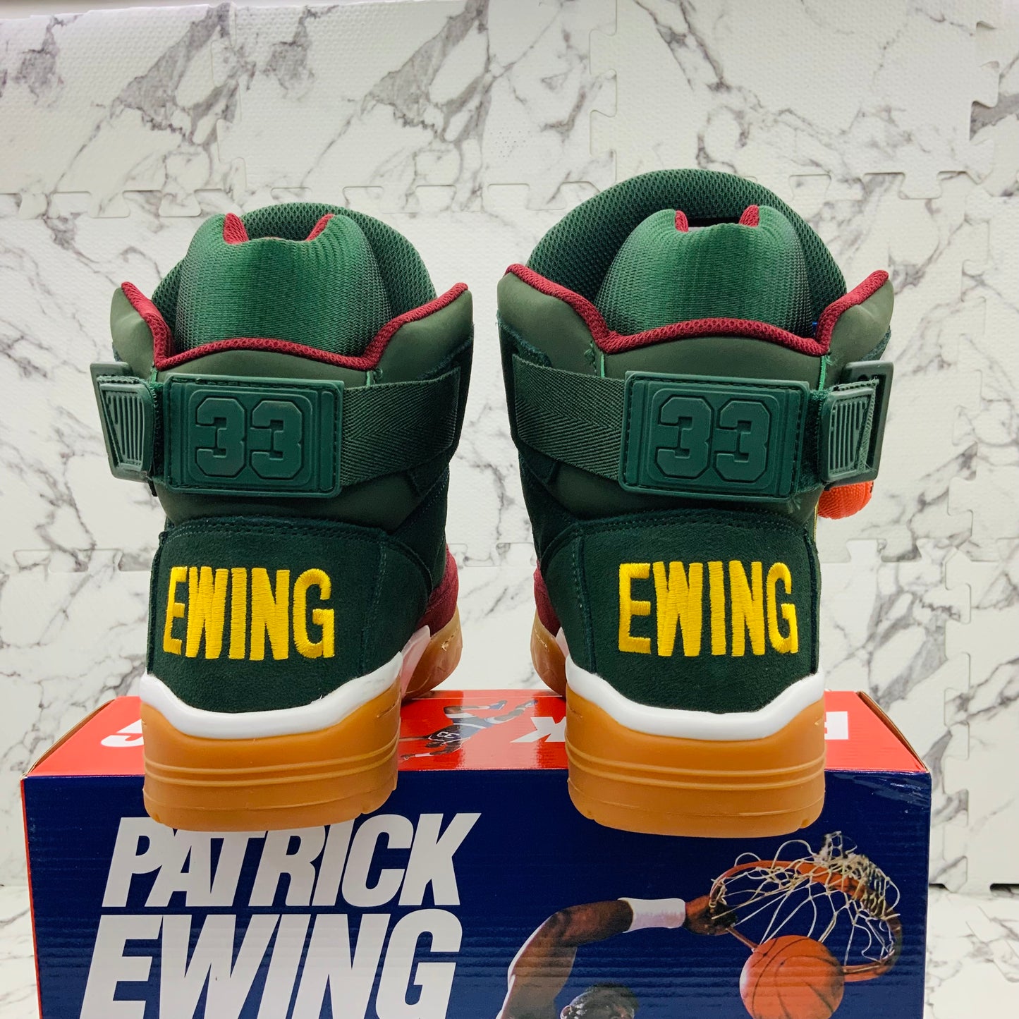 Men’s PATRICK EWING ATHLETICS 33 HI Green | Burgundy | Gum SEATTLE Sneakers NWT