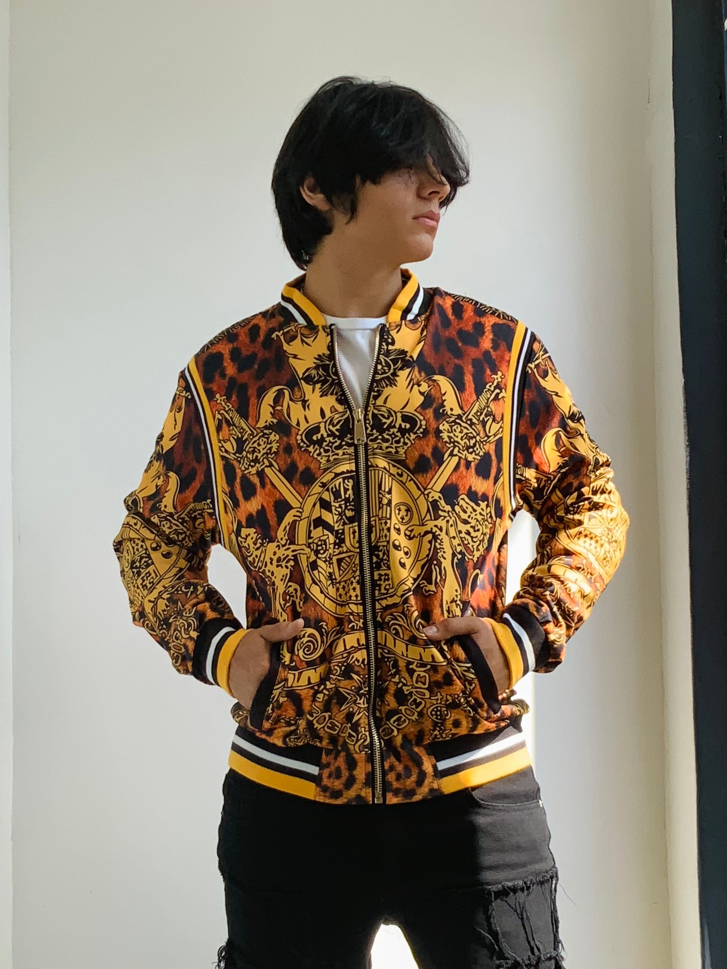 Men’s Royal Seven Cheetah Brown | Yellow | Black Track Jacket NWT