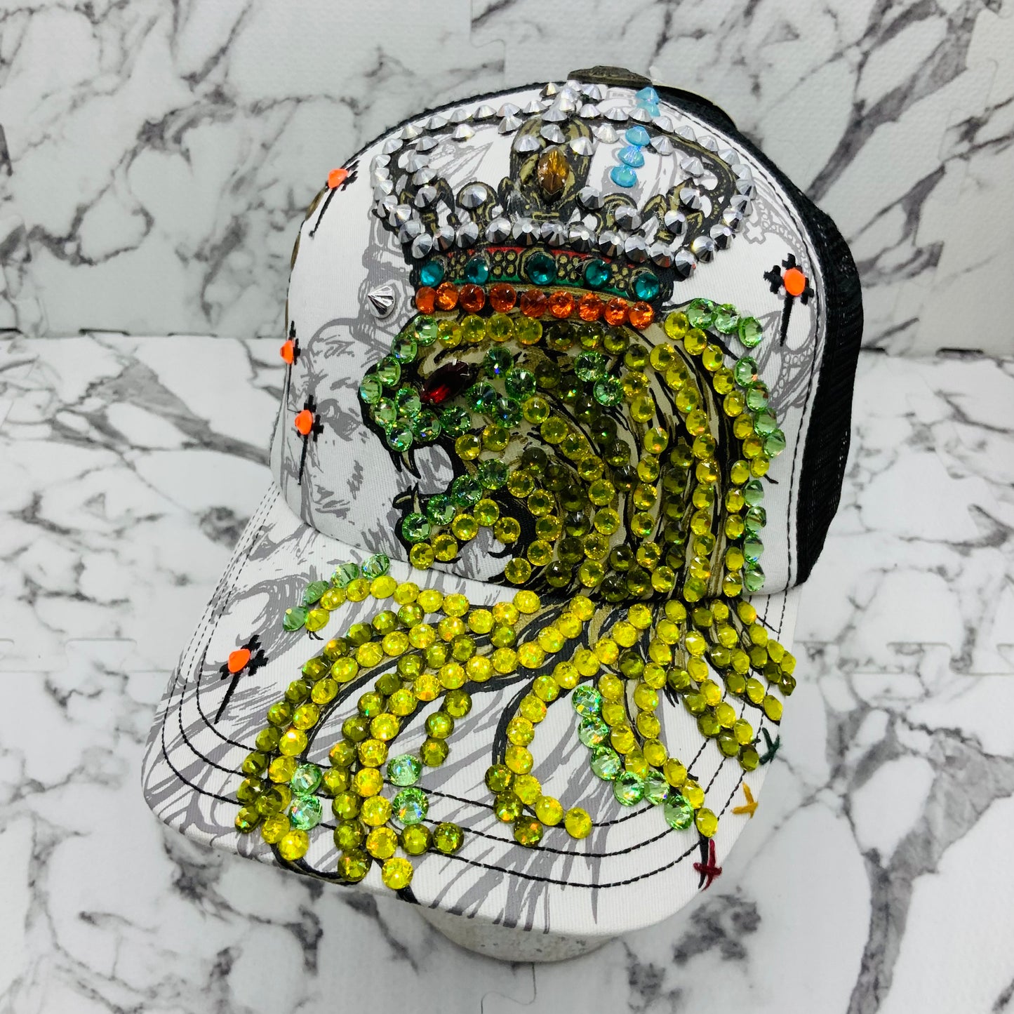 Rebel Spirit Lion King White | Black | Aqua | Orange | Yellow | Green Rhinestone Trucker Hat NWT