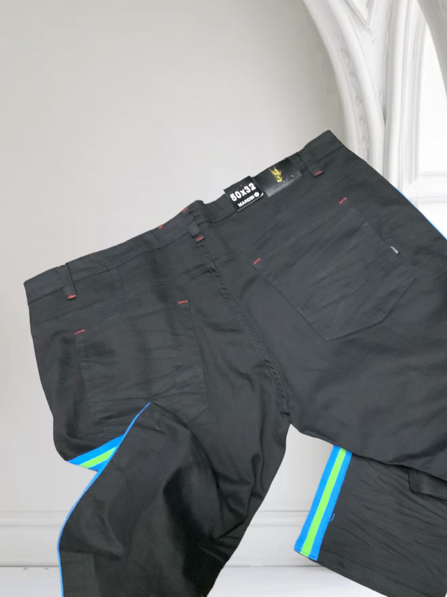 Men's Makobi Big & Tall Black | Green | Turquoise Denim Pants NWT