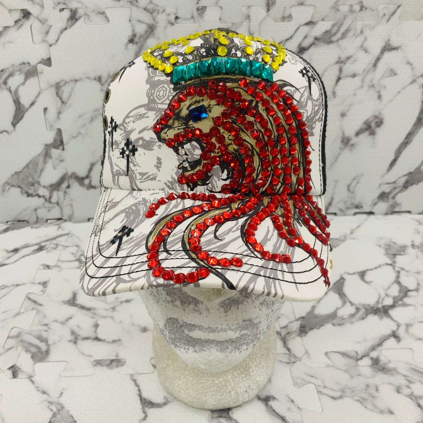 Rebel Spirit Lion King White | Black | Yellow | Aqua | Red Rhinestone Trucker Hat NWT