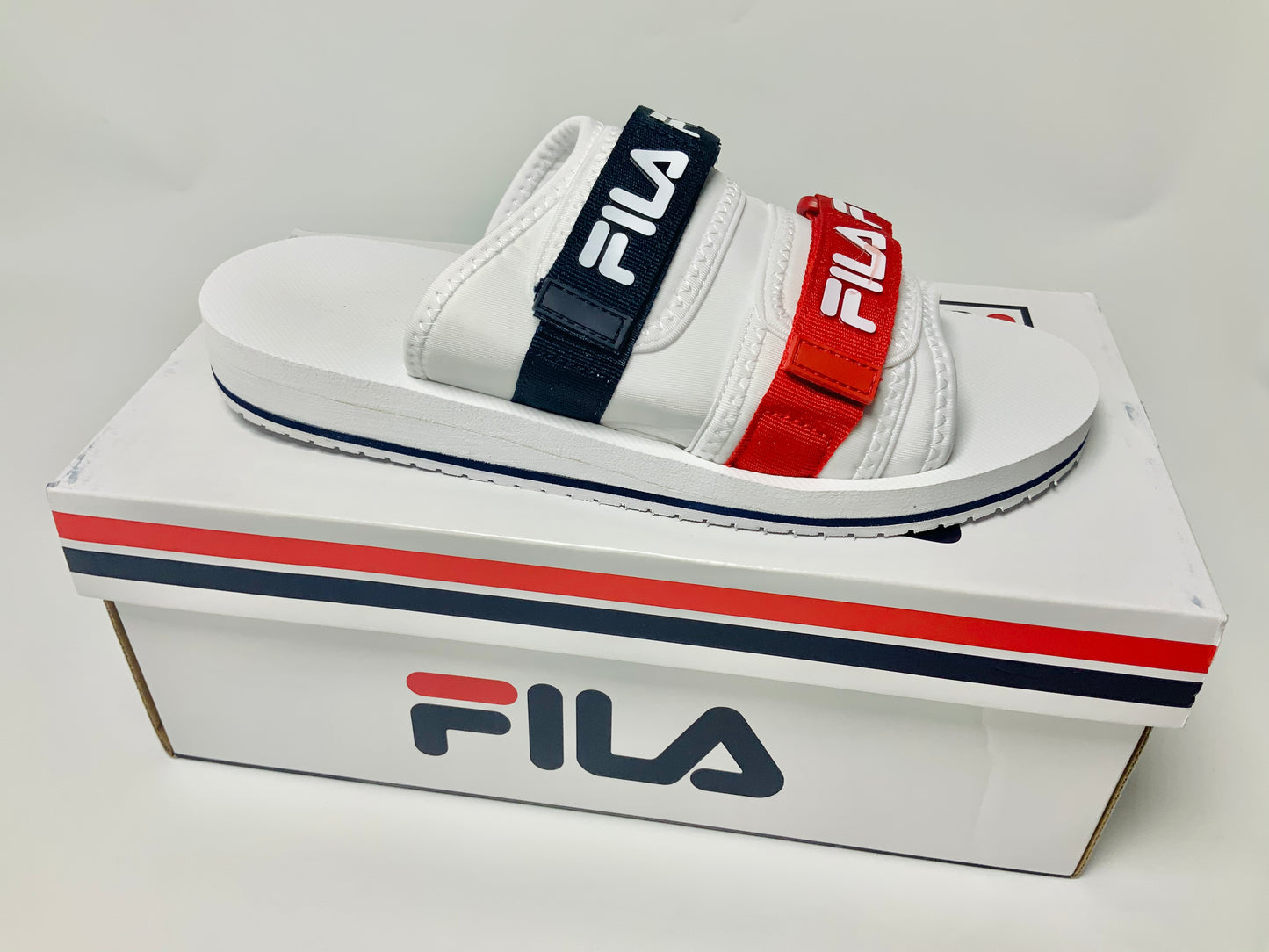 Men's Fila Utility Slide White | Navy | Red Sandals NWT