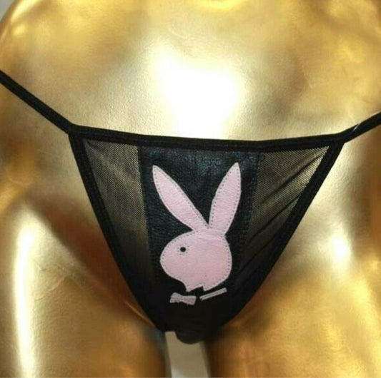 Women's Playboy Black | Pink Bunny G-String Panties NWT