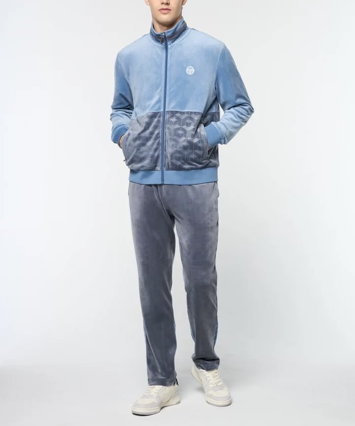 Men’s Sergio Tacchini Sky | Grey Velour Full Zip Casual Tracksuit NWT