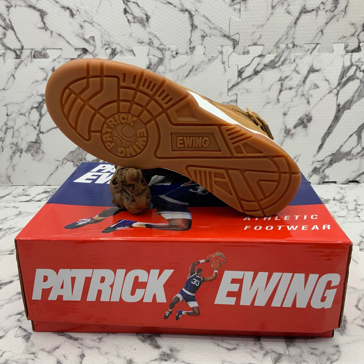 Men’s PATRICK EWING 33 HI WINTER Wheat | Gum | Red Sneakers NWT