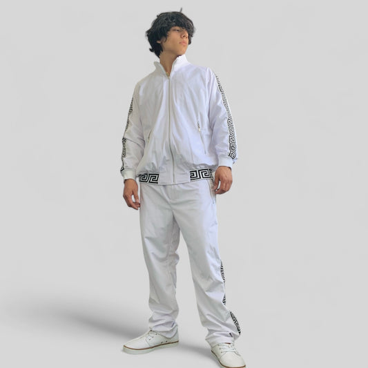 Men's Manzini White | Black Velvet Casual Tracksuits Outfits Sets NWT