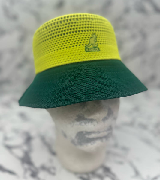 Men's Kangol Lime Green | Forest Green Double Mesh Lahinch Bucket Hat NWT