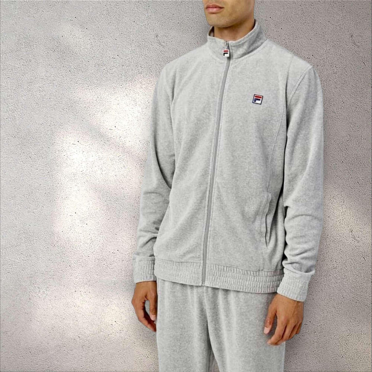 Men’s Fila Heather Grey Velour Casual Outfit Set Tracksuits NWT