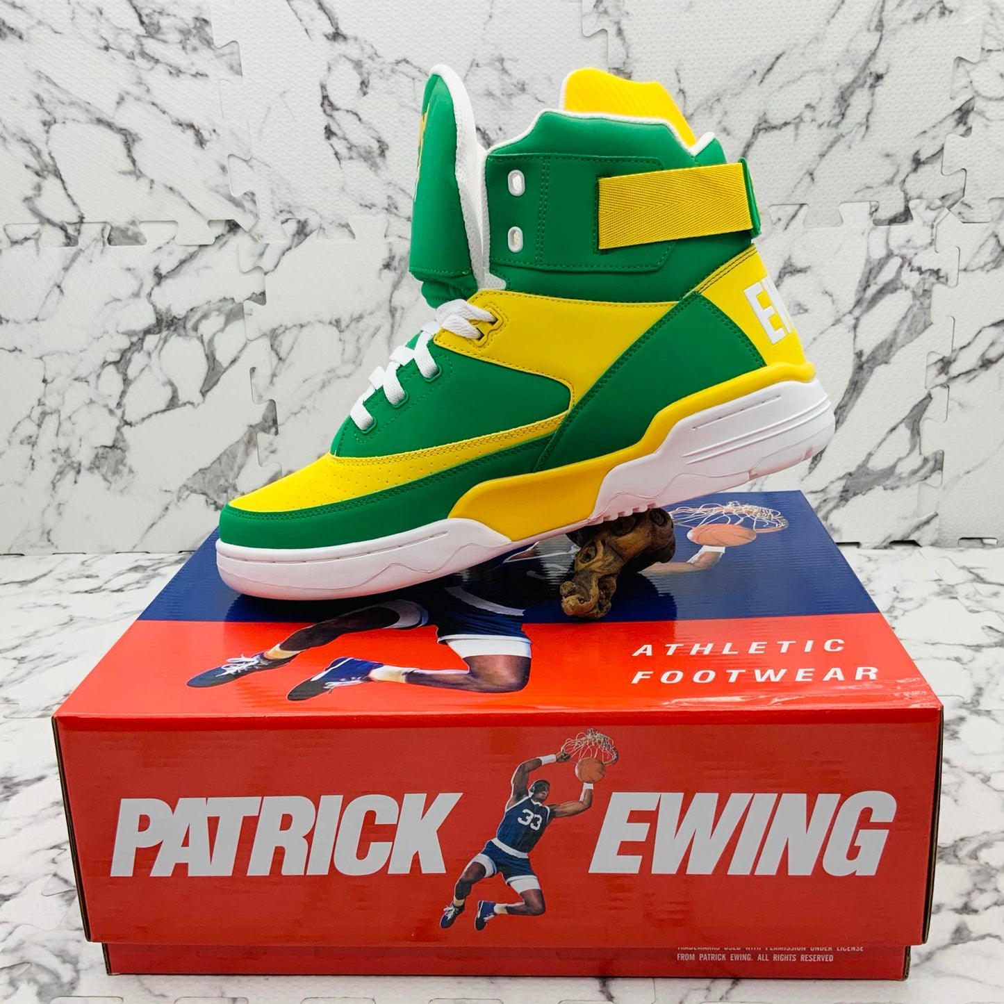 Men’s PATRICK EWING 33 HI Green | White | Lemon Sneakers NWT