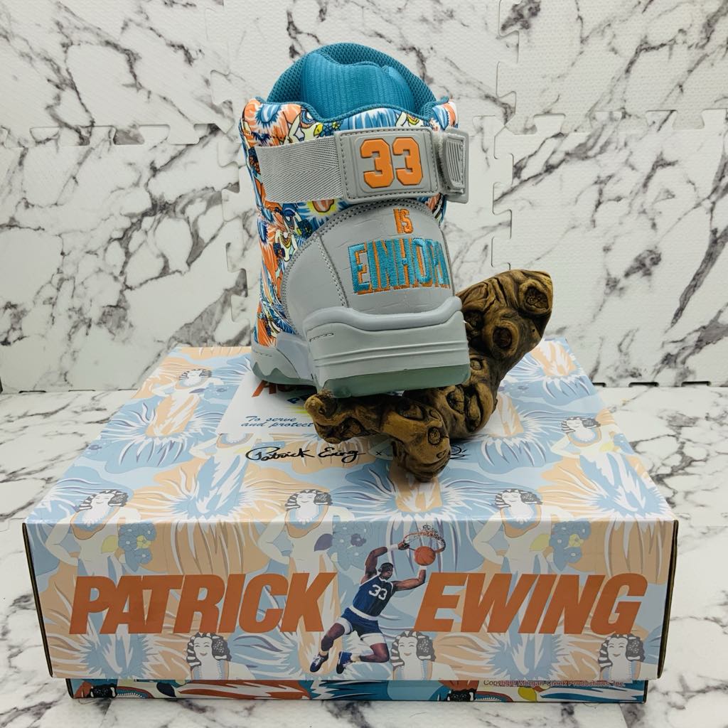 Men’s PATRICK EWING 33 HI X ACE VENTURA Grey | Sky Blue | Orange Sneakers NWT