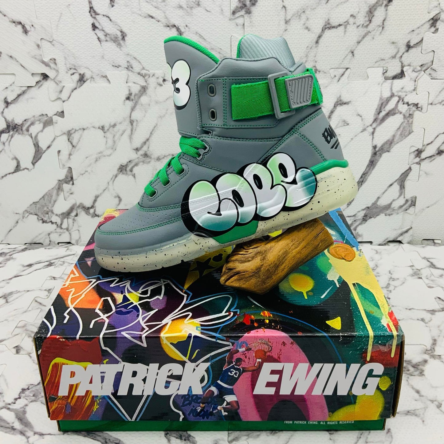 Men’s PATRICK EWING 33 HI X COPE Moneument | Green | Ice Sneakers NWT