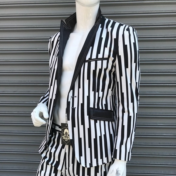 Men’s Angelino Black | White The Piano Casual Prom | Tuxedo | Blazer NWT