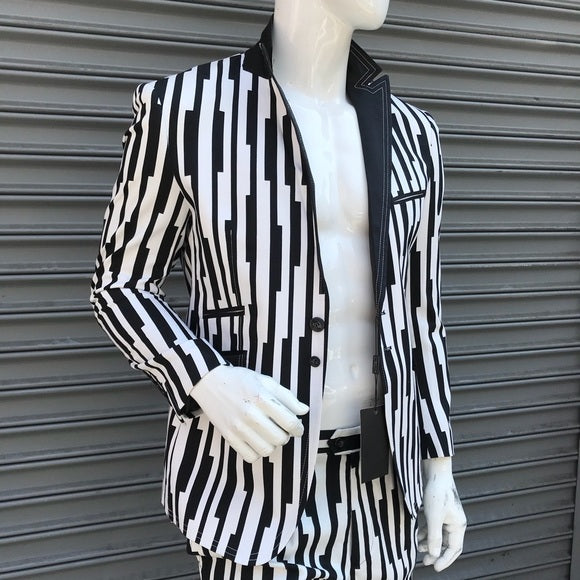 Men’s Angelino Black | White The Piano Casual Prom | Tuxedo | Blazer NWT