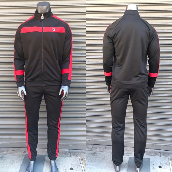 Men’s Fila Black | Red Fashion Casual Tracksuits Outfits Sets NWT