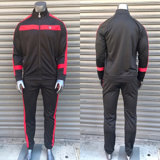 Men’s Fila Black | Red Fashion Casual Tracksuits Outfits Sets NWT