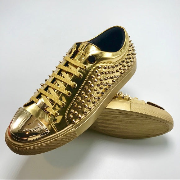 Men’s Angelino Gold Spikes Low Fashion Sneakers NWT