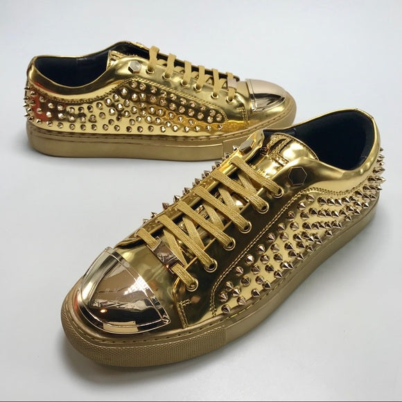 Men’s Angelino Gold Spikes Low Fashion Sneakers NWT