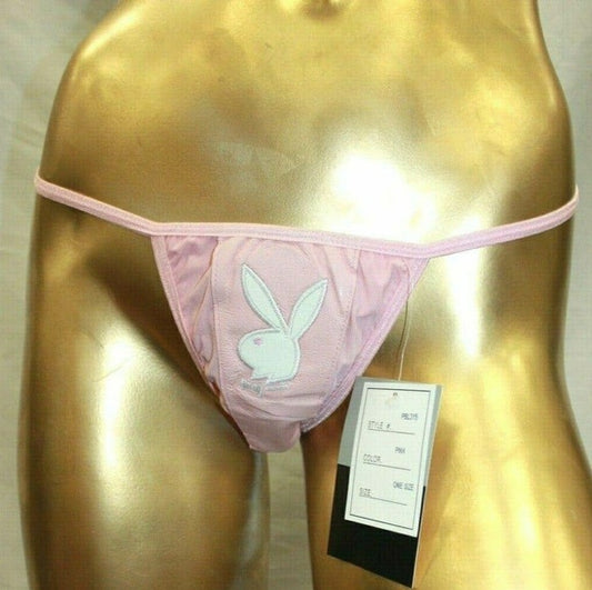 Women's Playboy Pink | White Bunny G-String Panties NWT