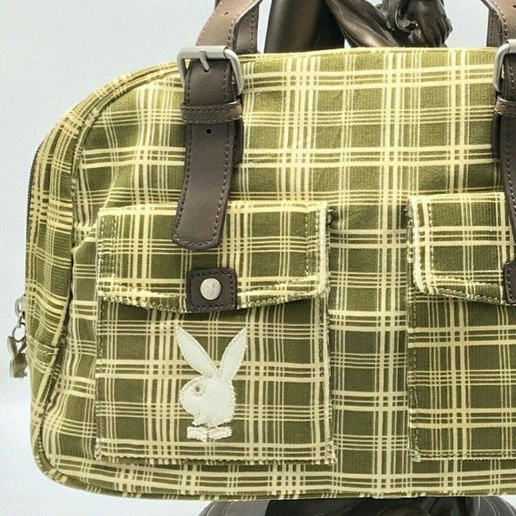 Women’s Playboy Olive Green | Beige | Brown Plaid Handbag NWT