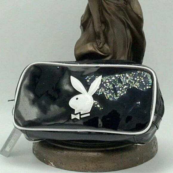 Women’s Playboy Black Patent Fashion Make Up Bag NWT