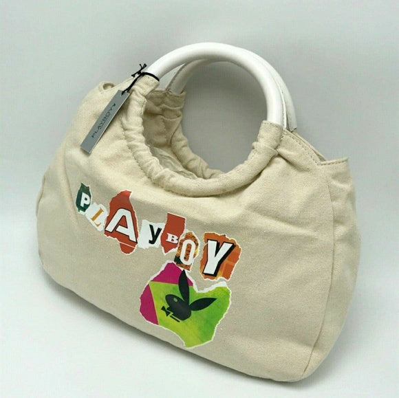 Women’s Playboy Natural | White Canvas Handbag NWT