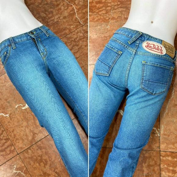 Women’s VonDutch Sandblast Patched Denim Pants NWT