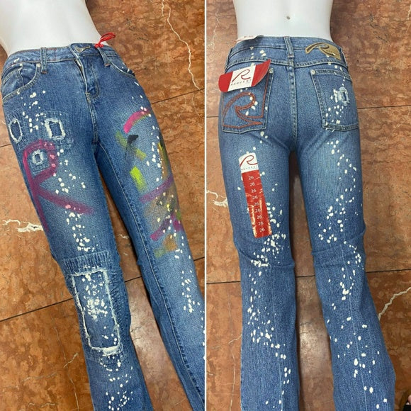 Women’s Request Handpainted Denim Pants NWT