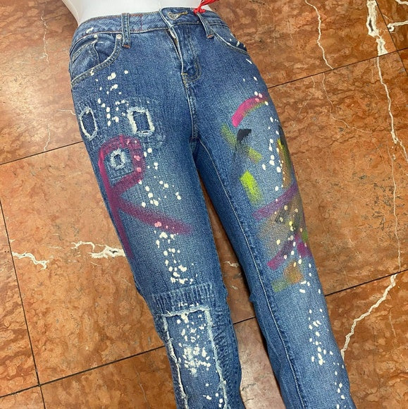 Women’s Request Handpainted Denim Pants NWT