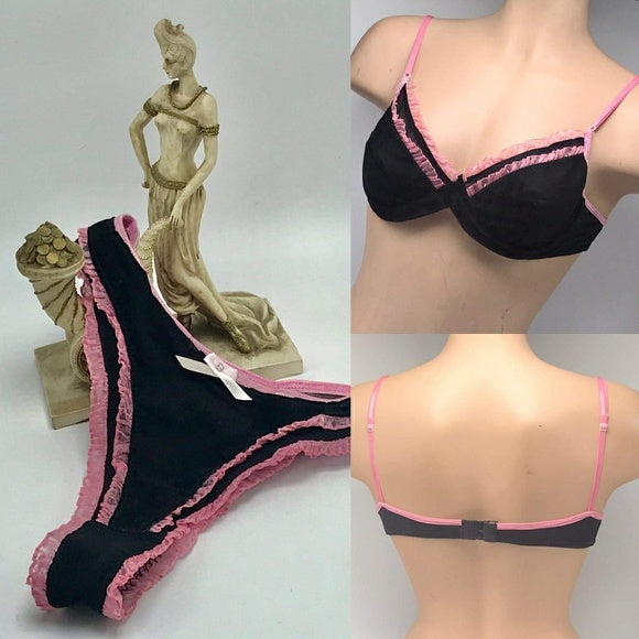 Women's Playboy Black | Pink Suede Set NWT