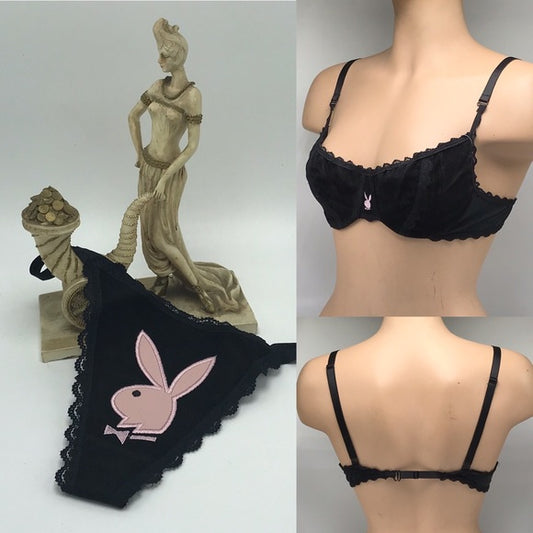 Women’s Playboy Black Suede Set NWT