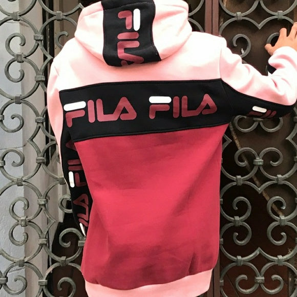 Men's Fila Burgundy | Pink | Black Fleece Hoodie NWT