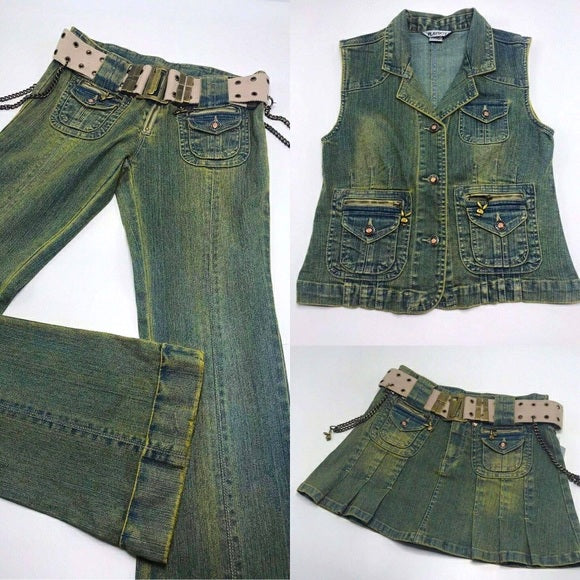 Women’s Playboy Green | Vintage Denim Vest NWT