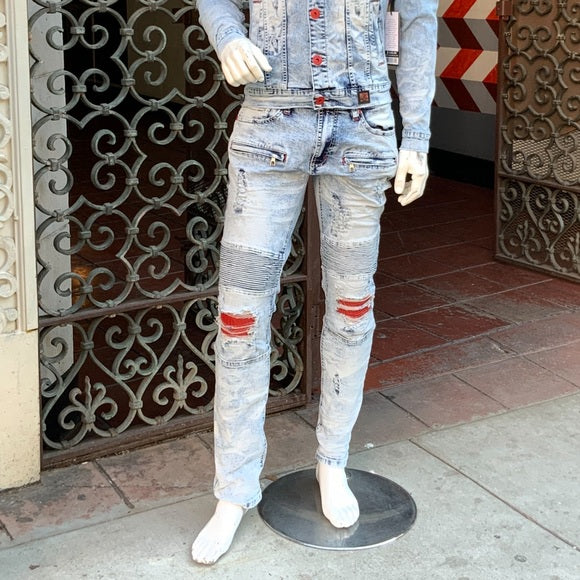 Men’s Makobi Sky Blue Biker jeans NWT