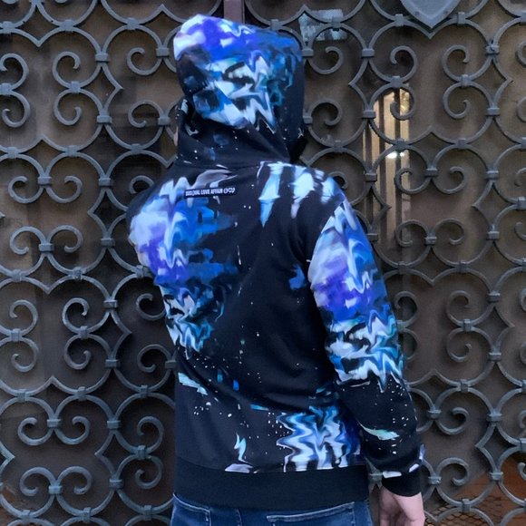 Men’s Maria By Fifty Black | Blue Tie Dye Hoodie NWT